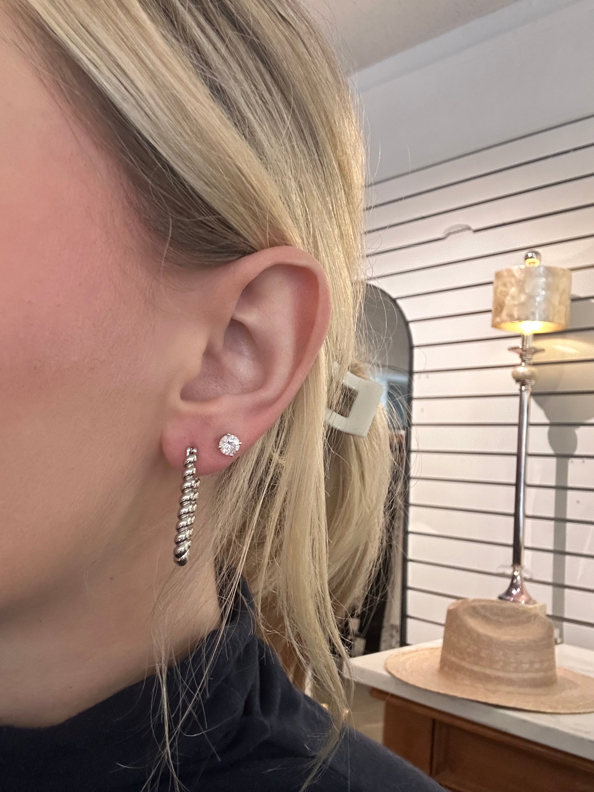 Luxe | Dockside Croissant Hoops Earrings Silver White Gold Filled