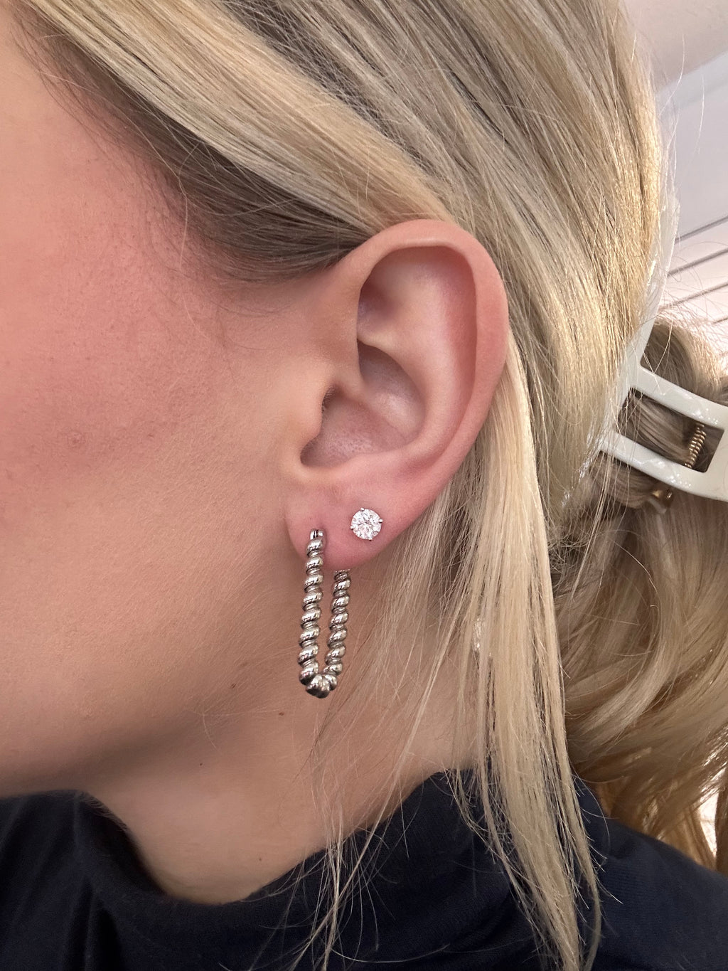 Luxe | Dockside Croissant Hoops Earrings Silver White Gold Filled