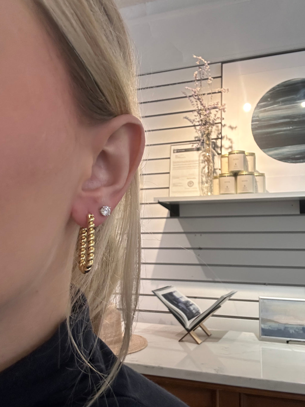 Luxe | Dockside Croissant Hoops Earrings Silver White Gold Filled