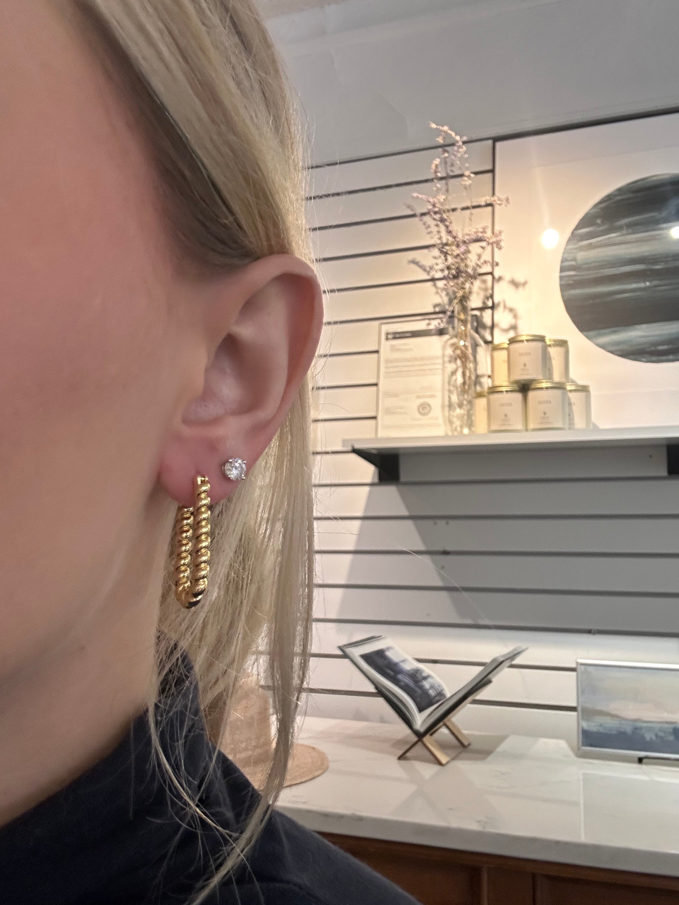 Luxe | Dockside Croissant Hoops Earrings Silver White Gold Filled