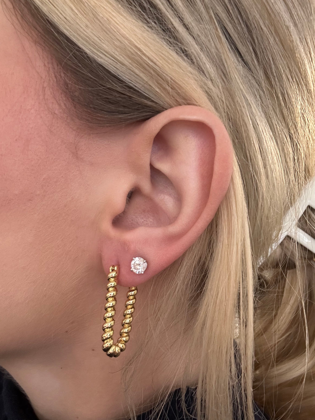 Luxe | Dockside Croissant Hoops Earrings Silver White Gold Filled