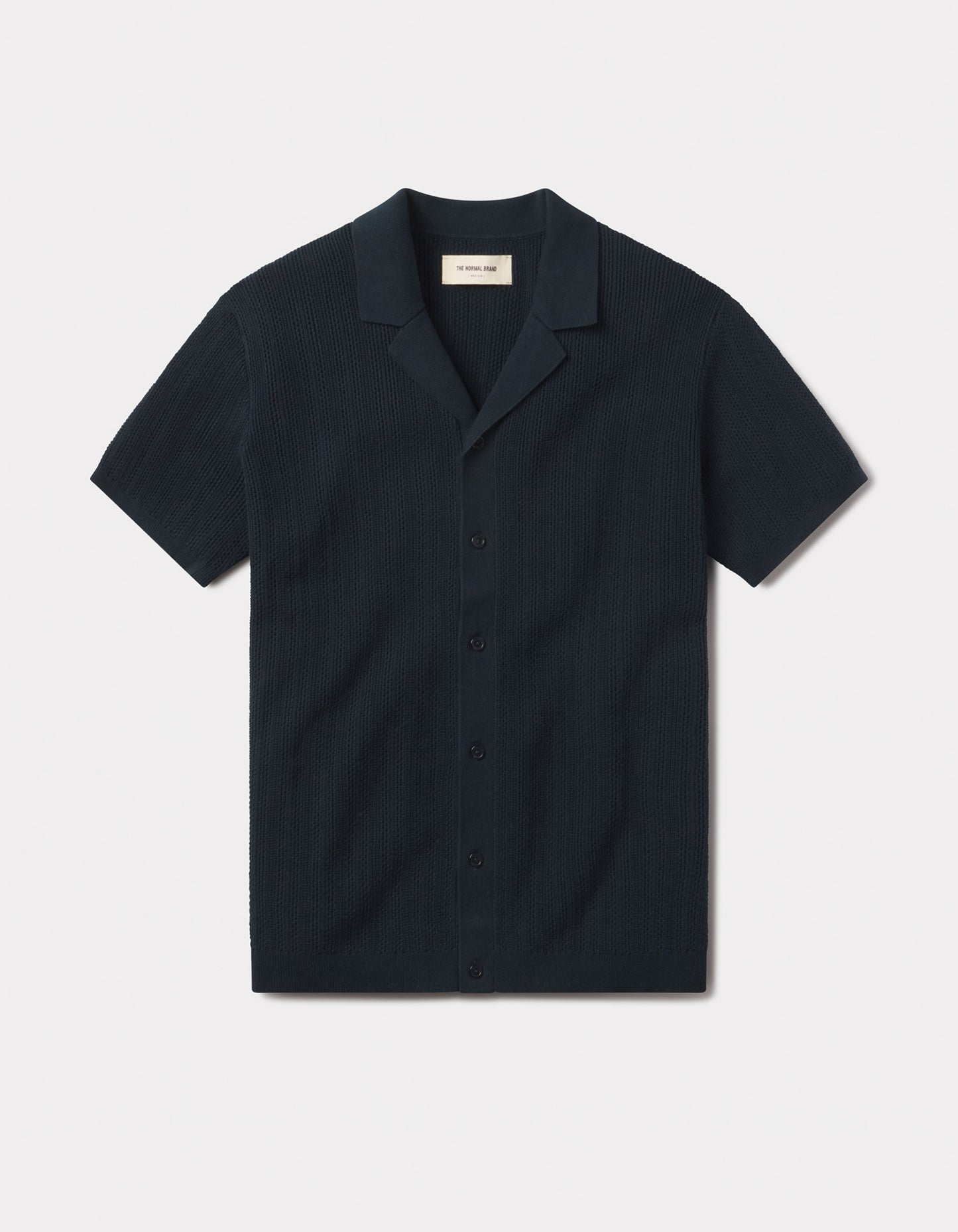 Robles | Textured Knit Camp Button Up in Dark Oasis
