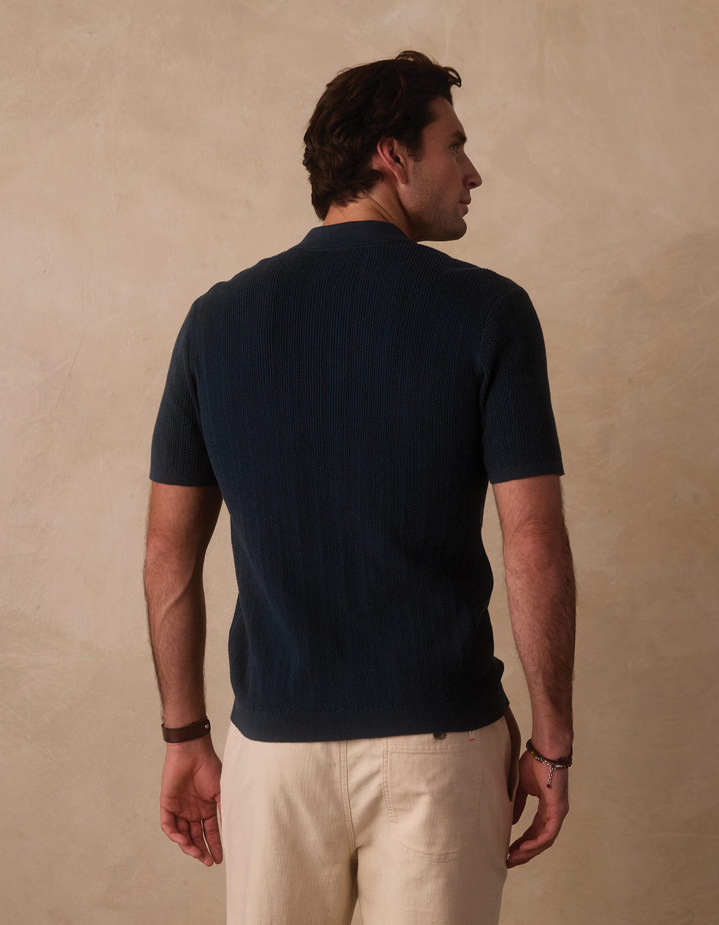 Robles | Textured Knit Camp Button Up in Dark Oasis