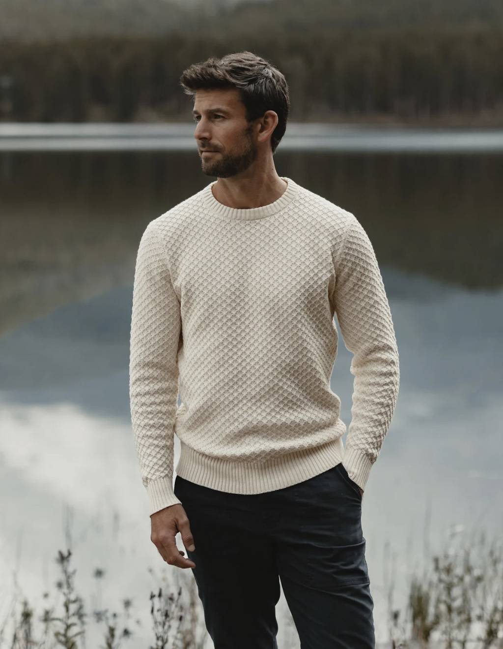 Pique Stitch Crew in Ivory