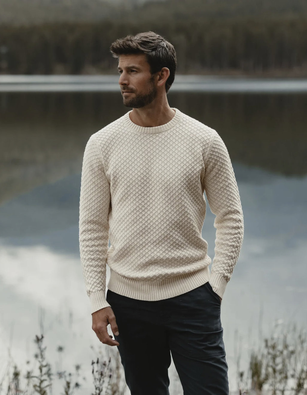 Pique Stitch Crew in Ivory