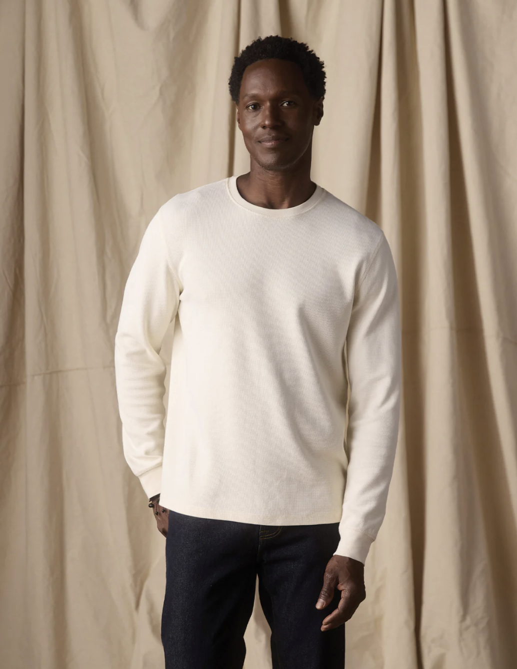 Zachary | Vintage Thermal Crew in Ivory