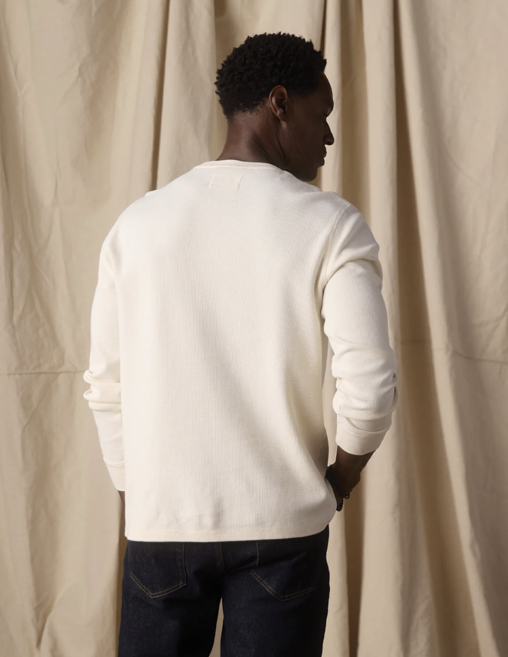 Zachary | Vintage Thermal Crew in Ivory