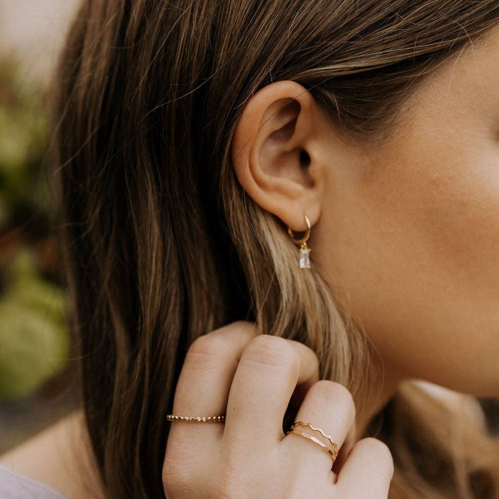Baguette Diamond Dangle Hoops