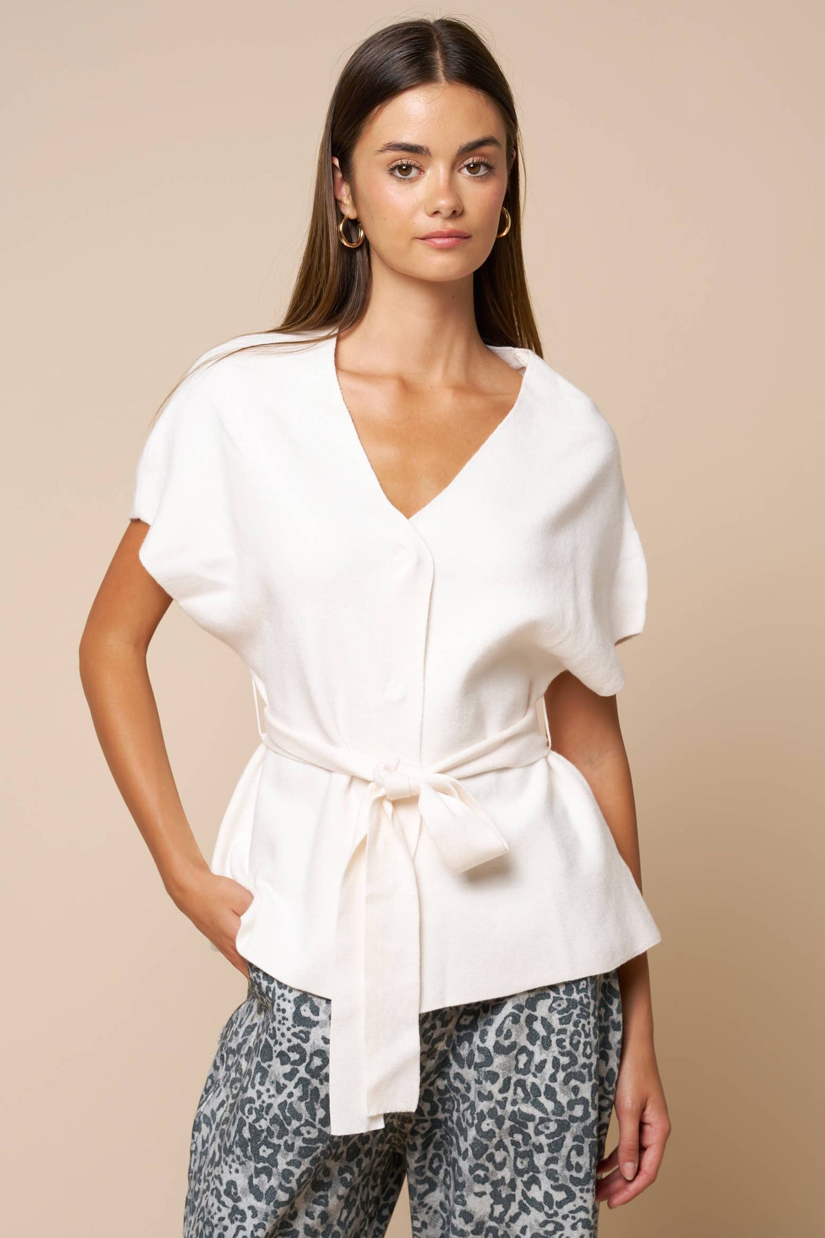 Vivian | Tie Waist V Neck Top