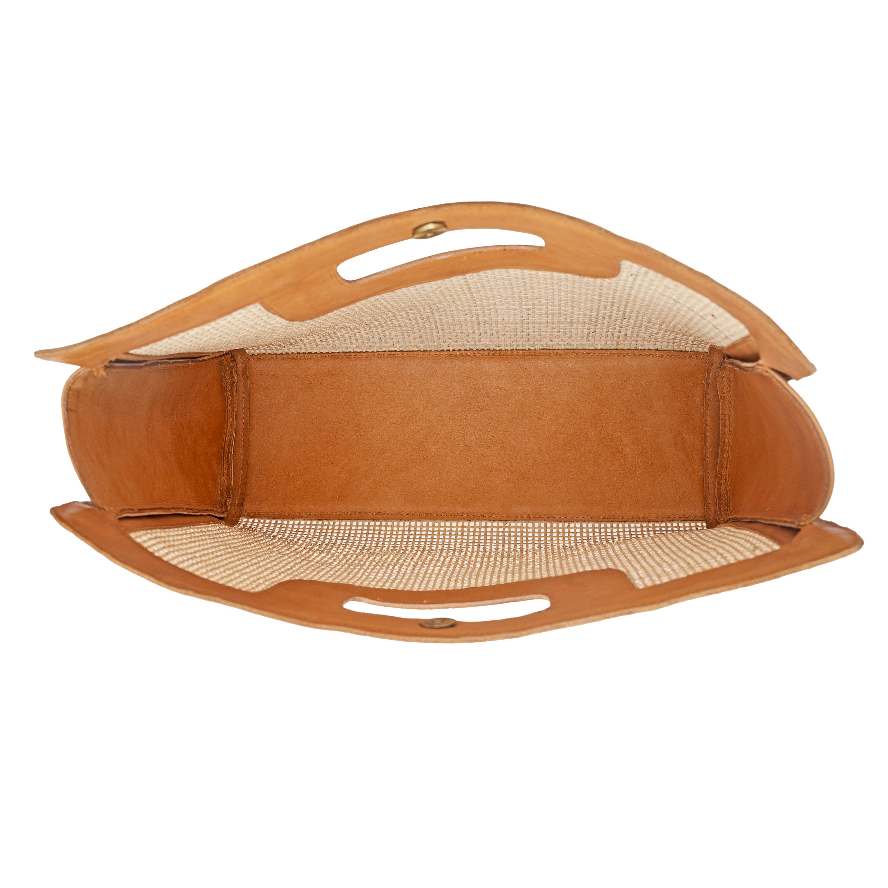 Cannes Genuine Leather Rattan Top Handle Bag