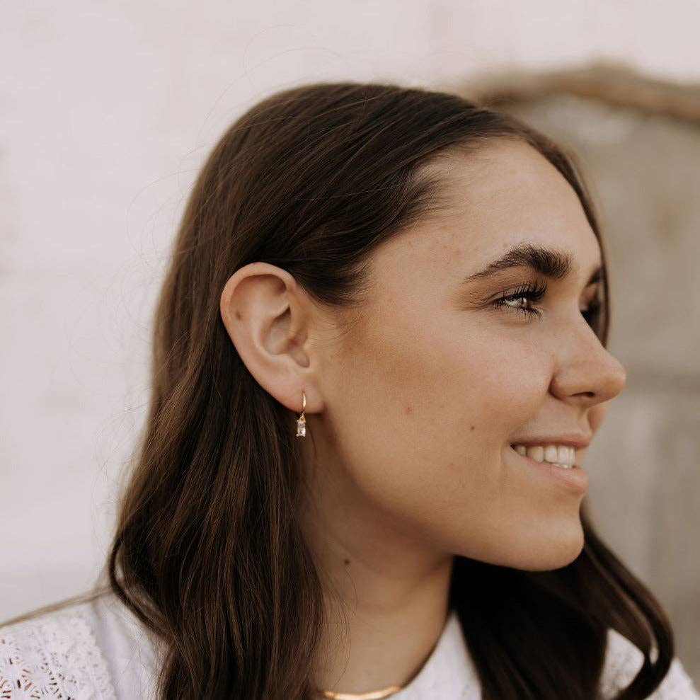 Baguette Diamond Dangle Hoops