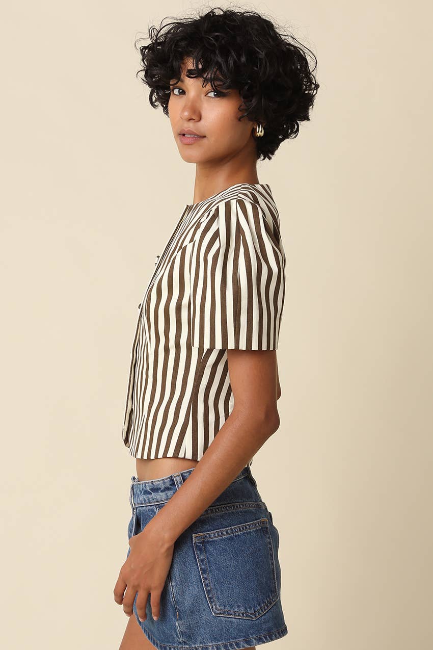 Selina | Stripe Puff Sleeve Top