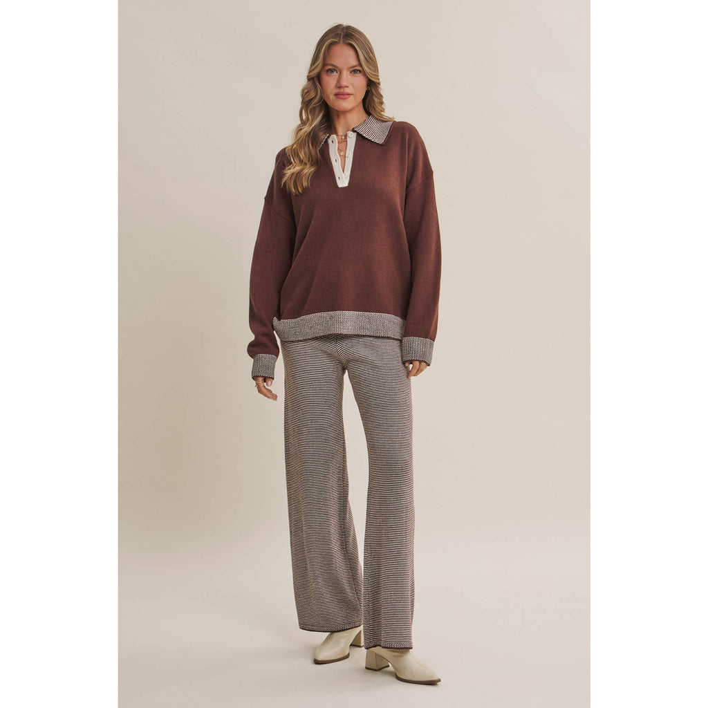 Cinnamon | Cozy Cabin Henley Sweater Set