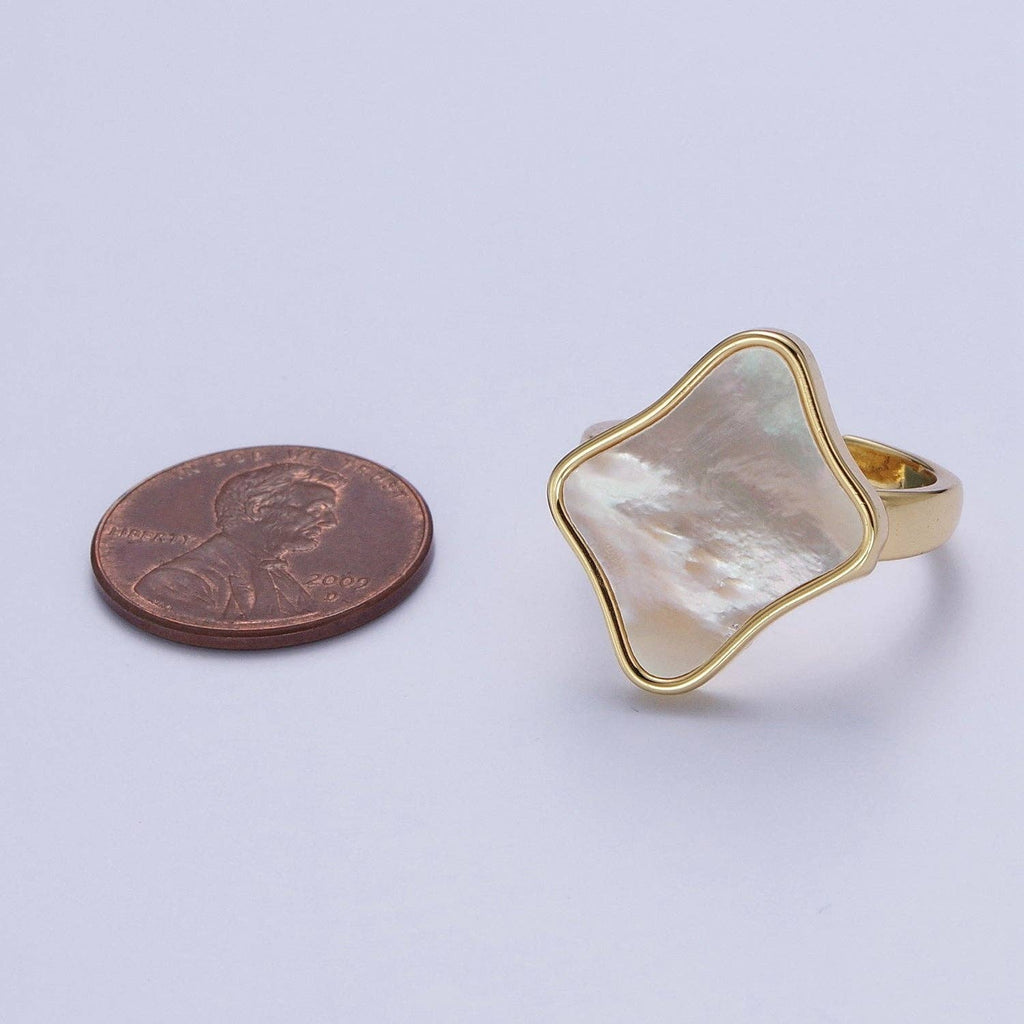 Gold Filled Pearl Shell Quatrefoil Ring