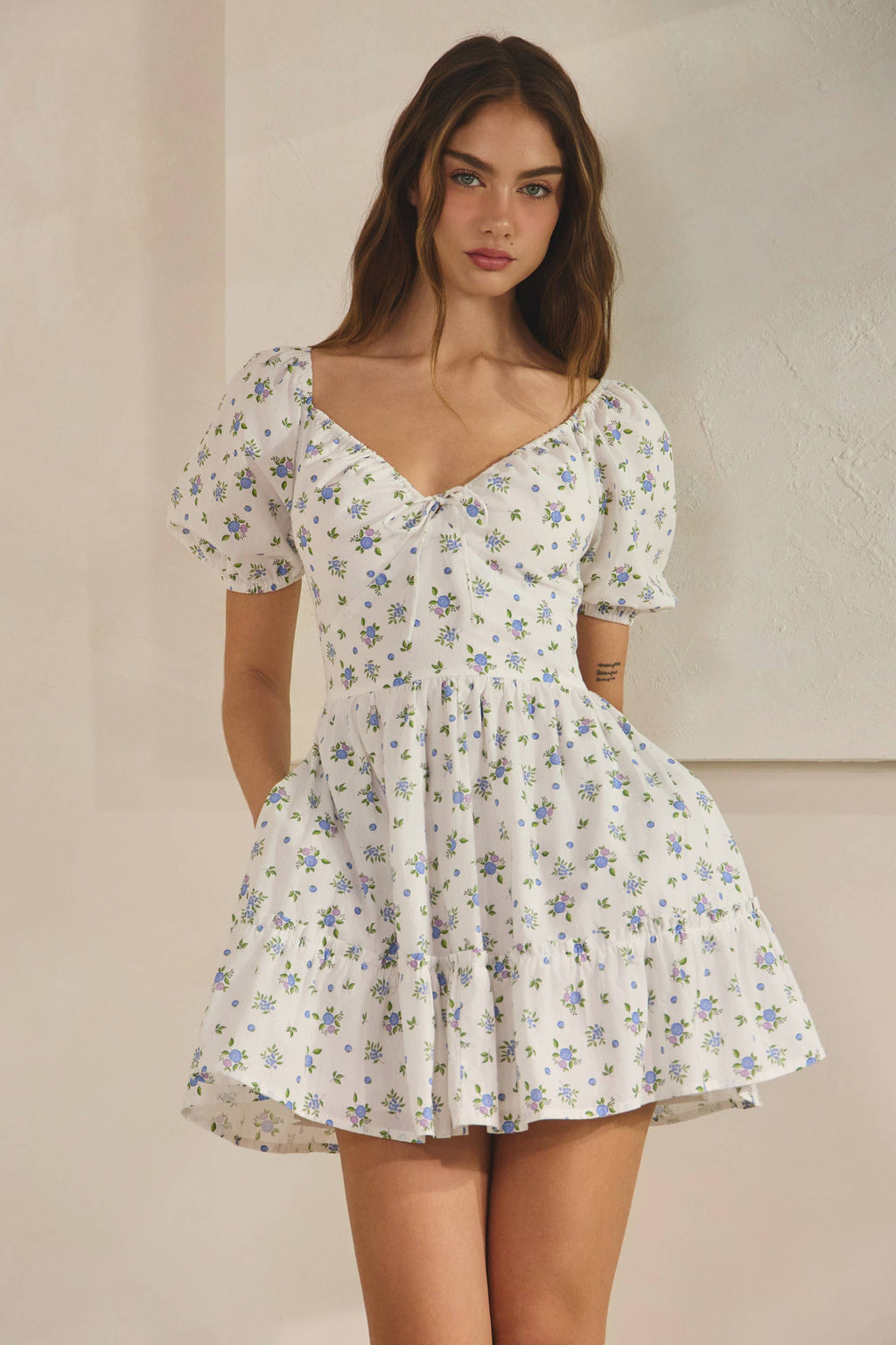 Blueberry | 100% Cotton Ruffle Mini Dress