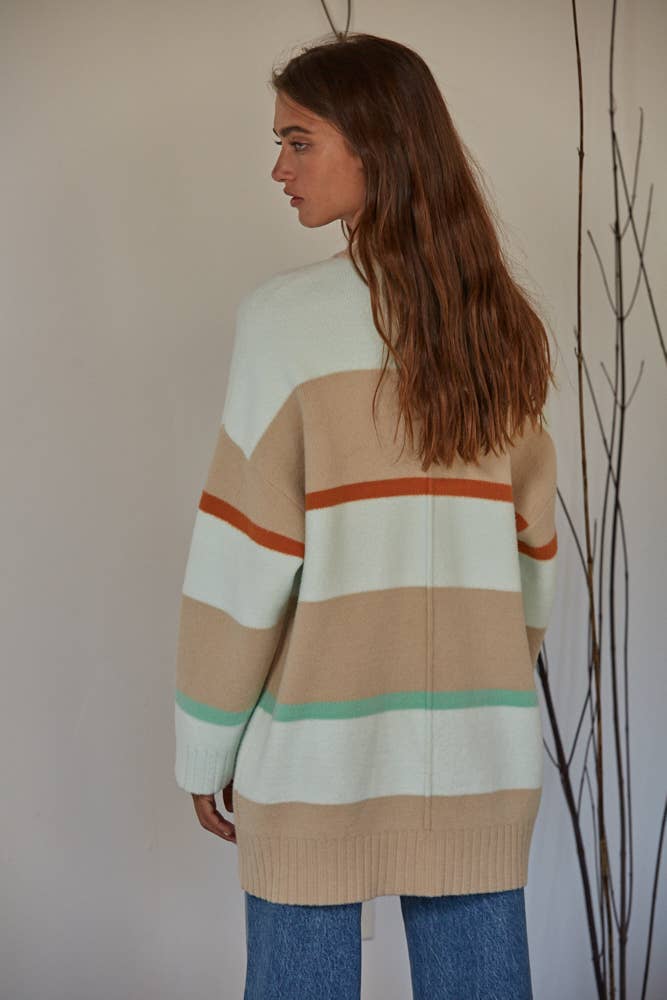 Saylor | Knit Viscose Polyester Nylon Striped Sweater