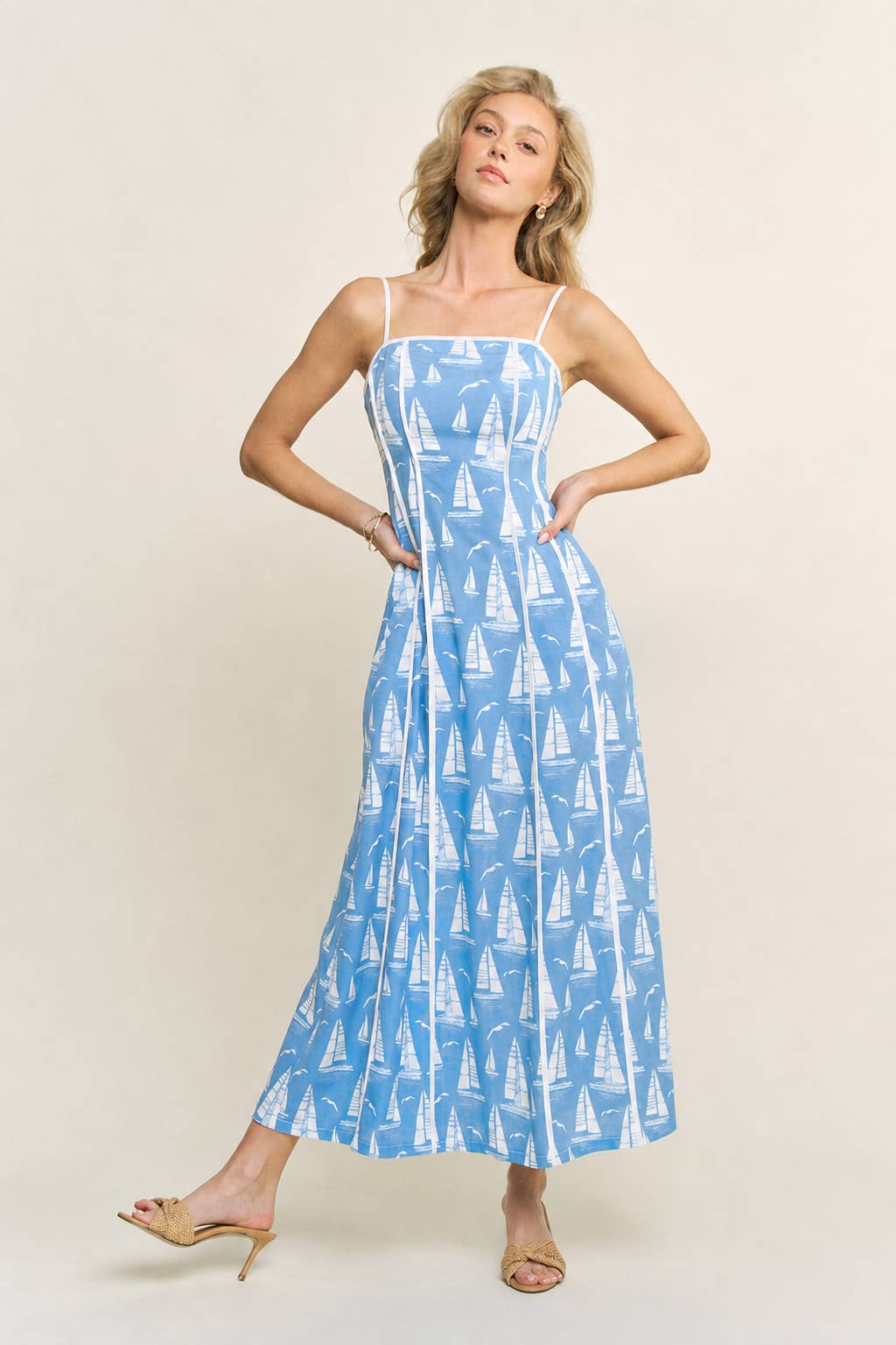 Morning Tide | Piping Detail Maxi Dress