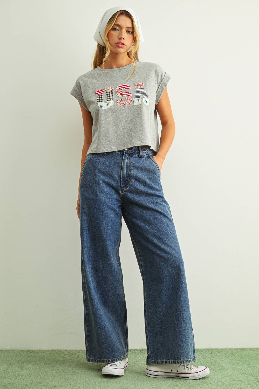 July | USA Floral Patchwork Front T-Shirt