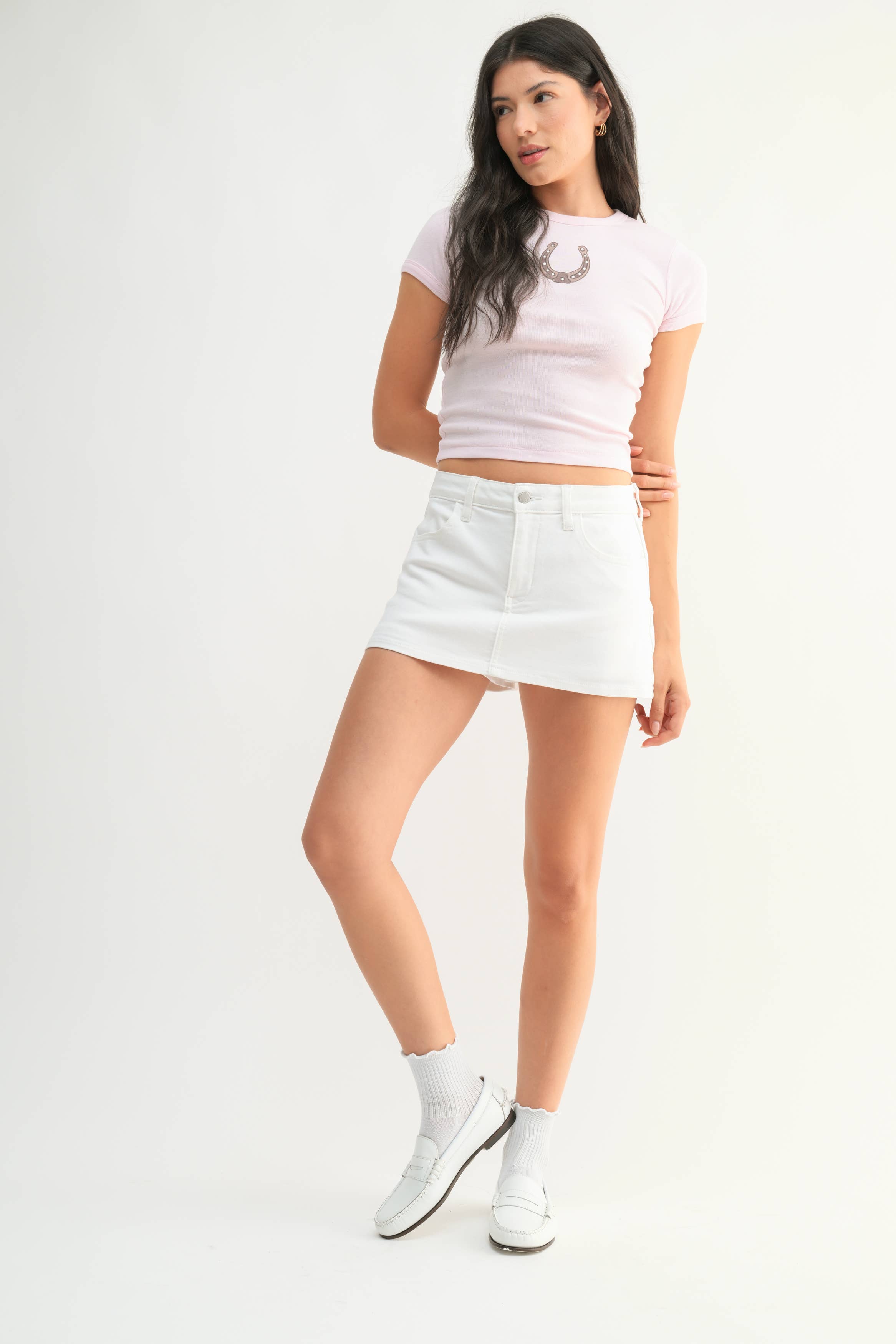 Rowan | White Denim Skort