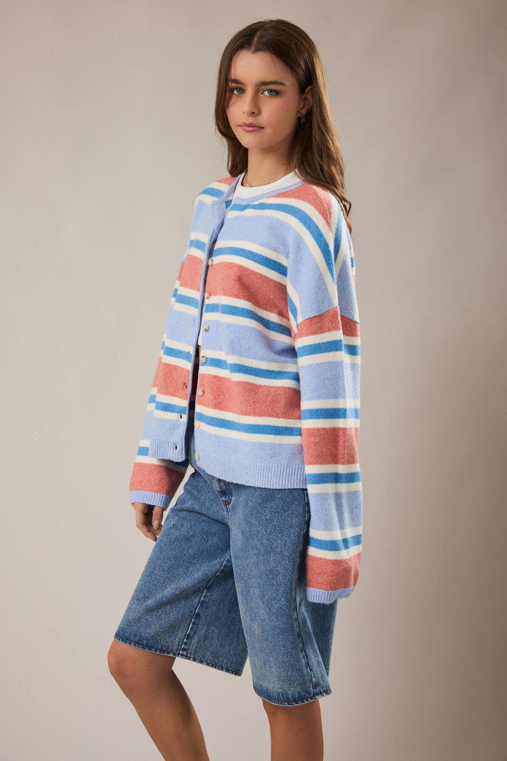 Ember | Long Sleeve Striped Soft Cardigan
