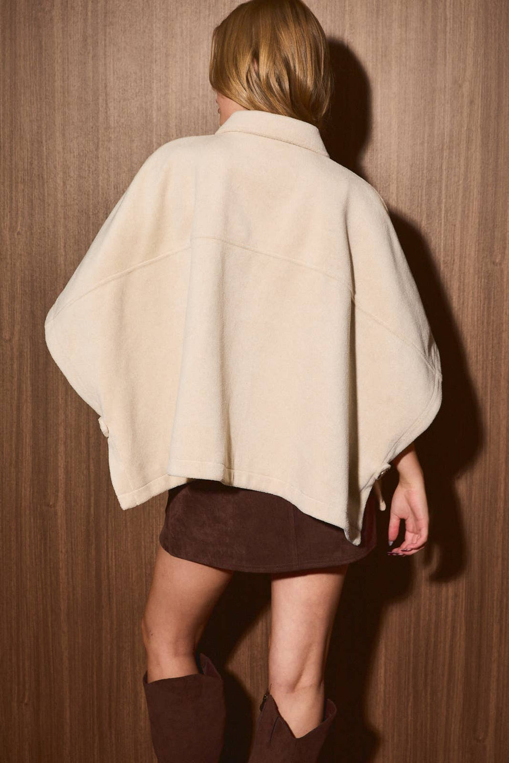 Alessie | Button Front Collared Cape Jacket