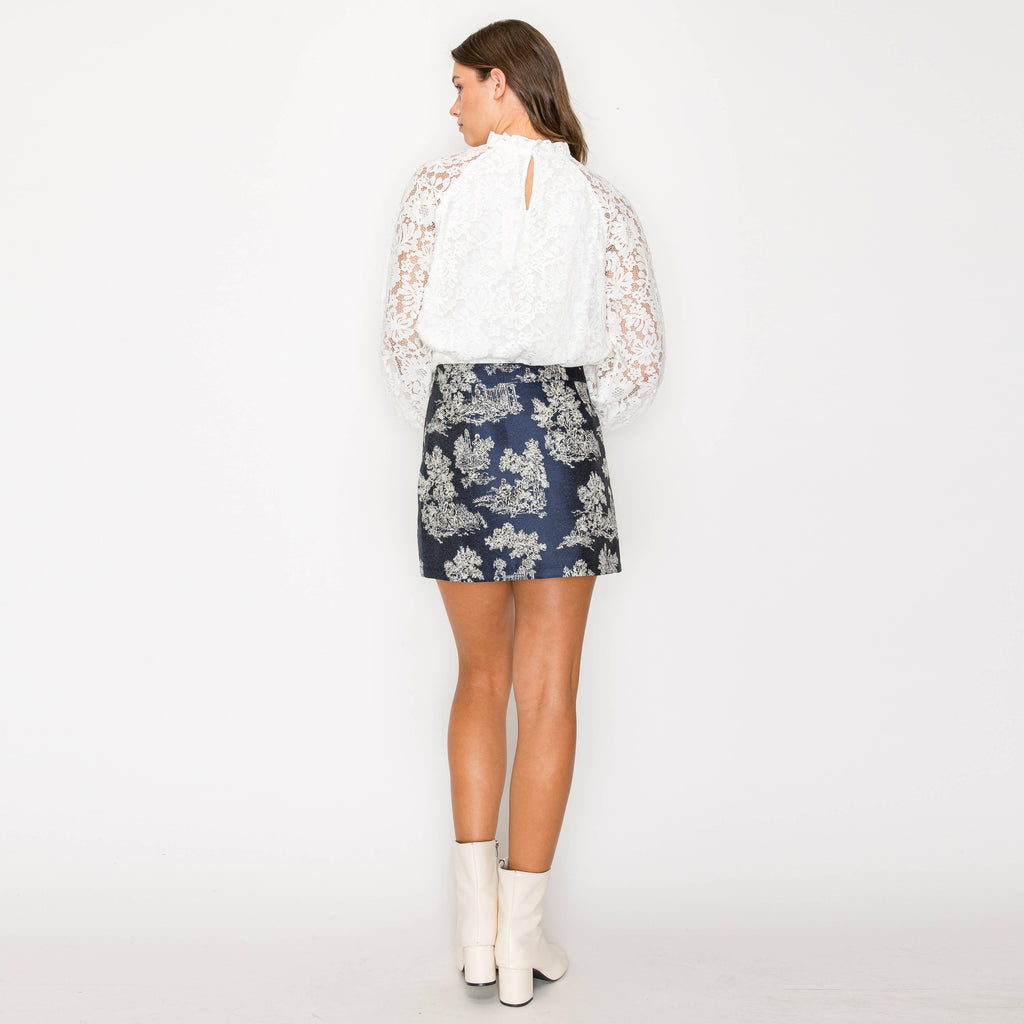 Tilly | Toile Jacquard Pattern Mini Skirt