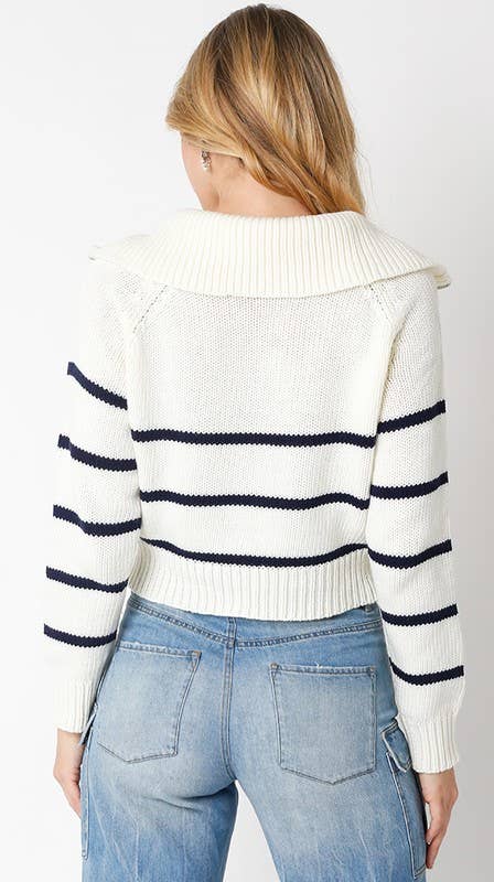 Jackie | Knit Striped Sweater w/ Zipper