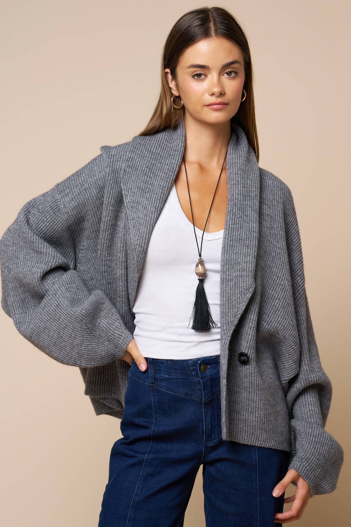 Reese | Shawl Collar Wrap Knit Cardigan
