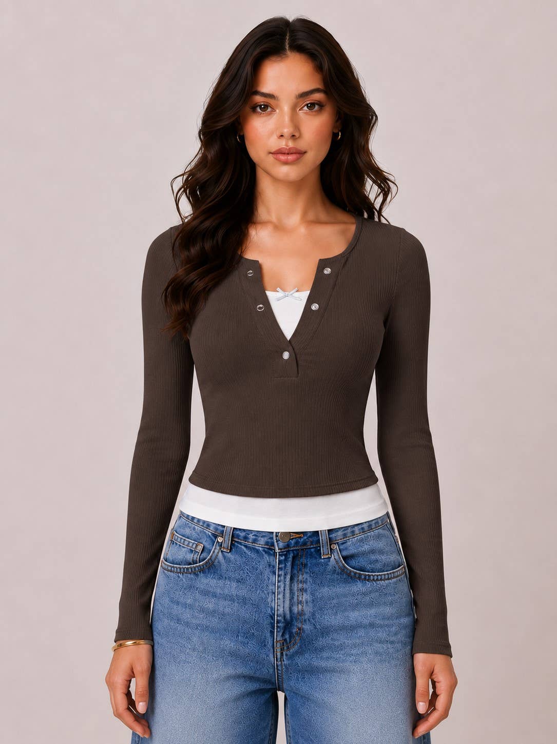 Riley | Layers with Bow Detail Long Sleeve Top