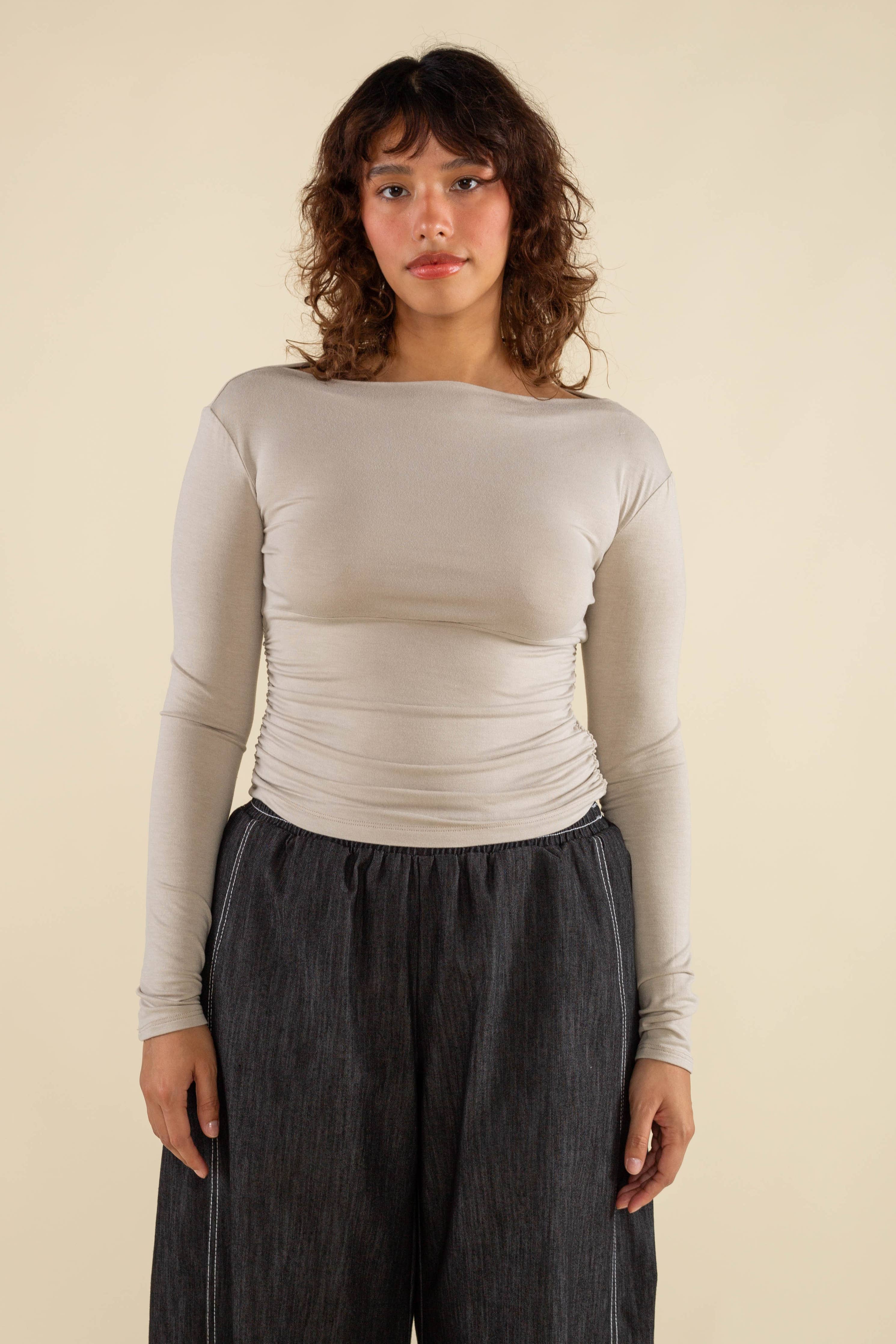 Effie | Shirred Waist Long Sleeve Top
