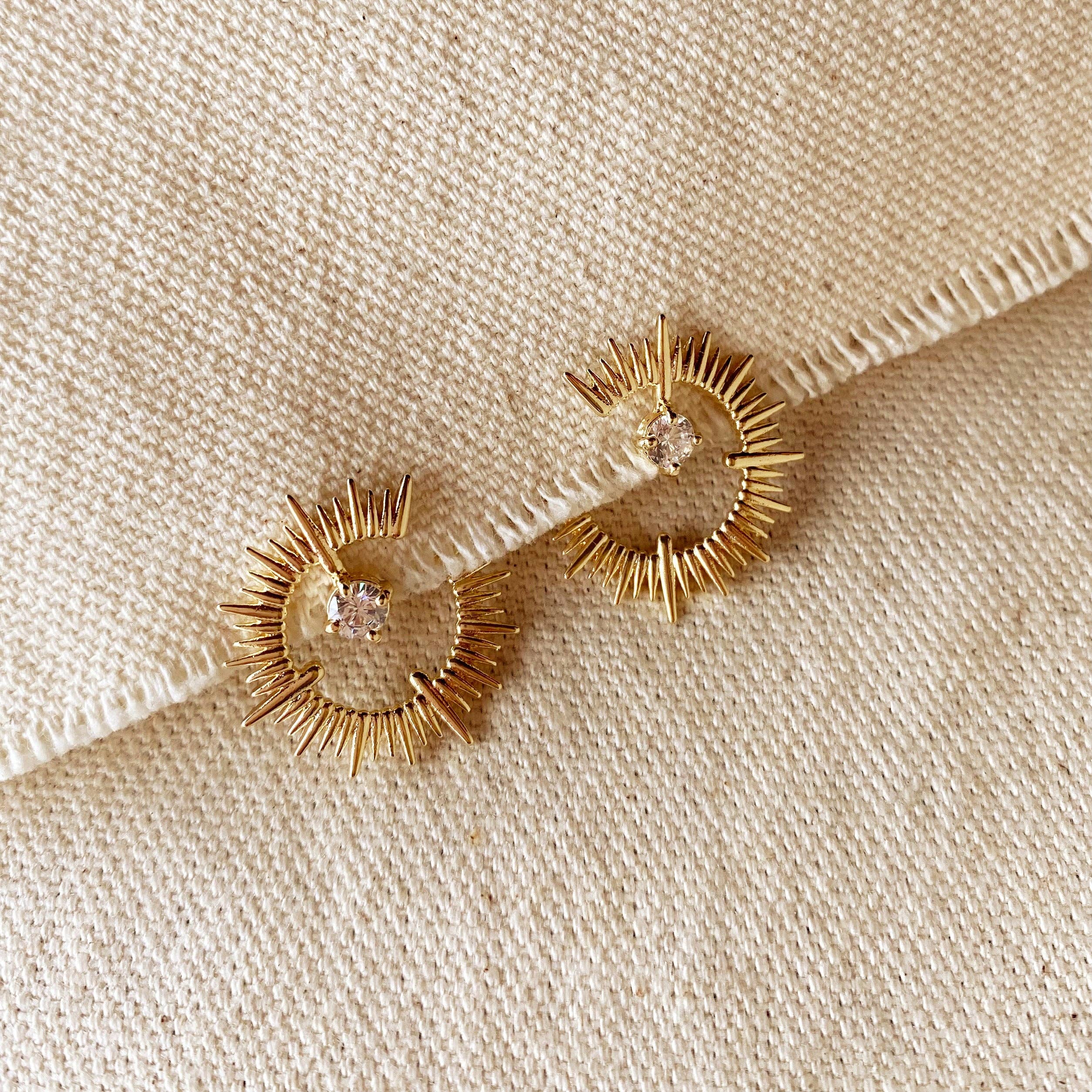 Zadie | 18K Gold Filled Spiked Stud With CZ