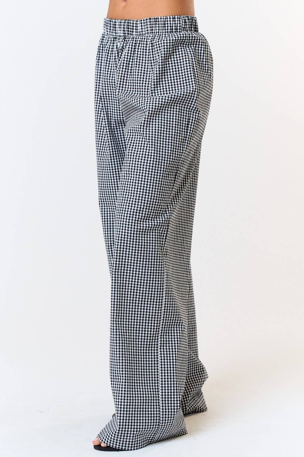 Cozie | Gingham Plaid Wide Leg Lounge Pant
