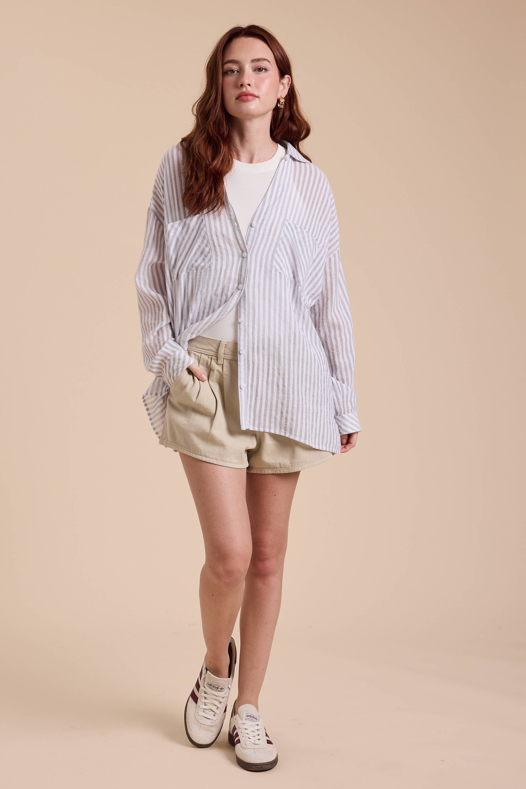 Millionaire Mommy | 100% Cotton Striped Pattern Button Down Shirt