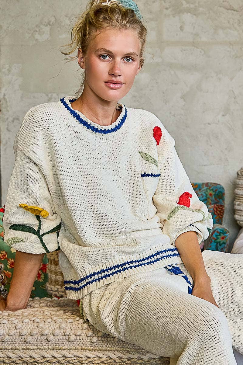 Kora | Embroidered Balloon Sleeve Sweater Set