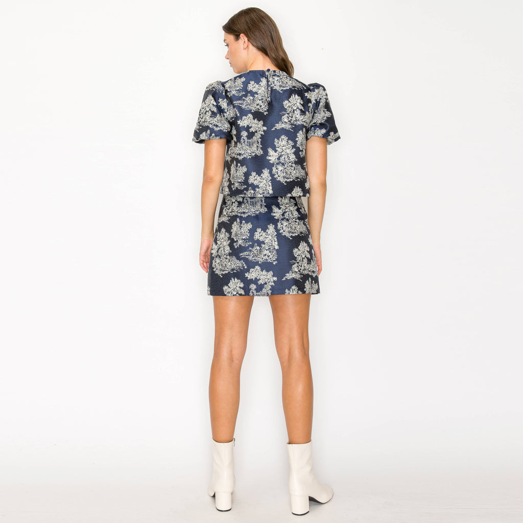 Tilly | Toile Jacquard Pattern Mini Skirt