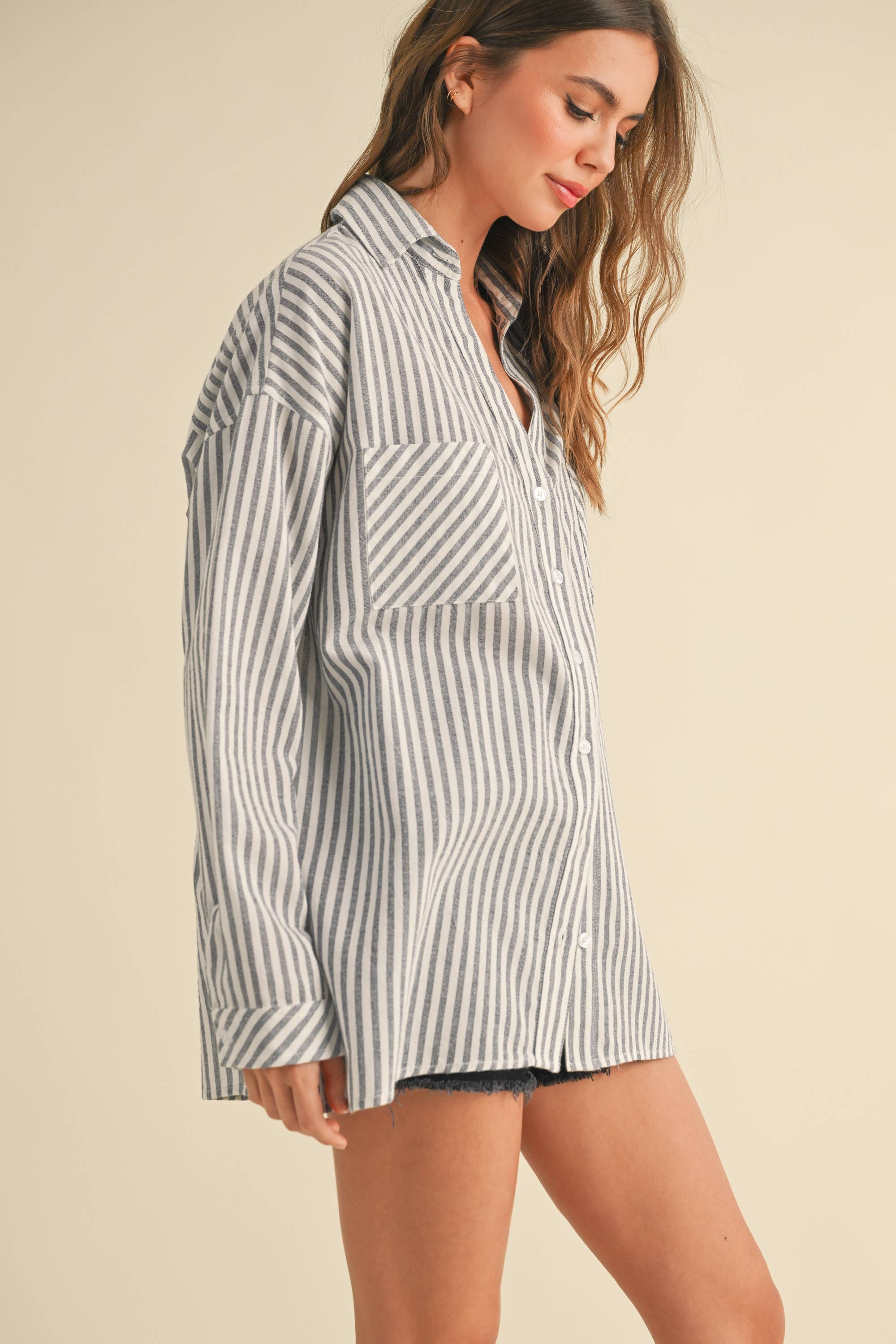 Millionaire Mommy | 100% Cotton Striped Pattern Button Down Shirt