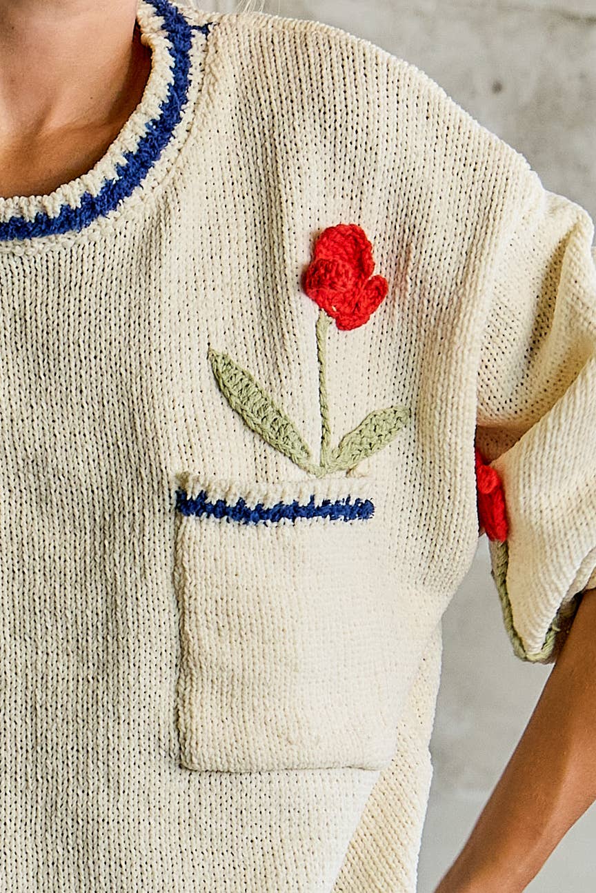 Kora | Embroidered Balloon Sleeve Sweater Set