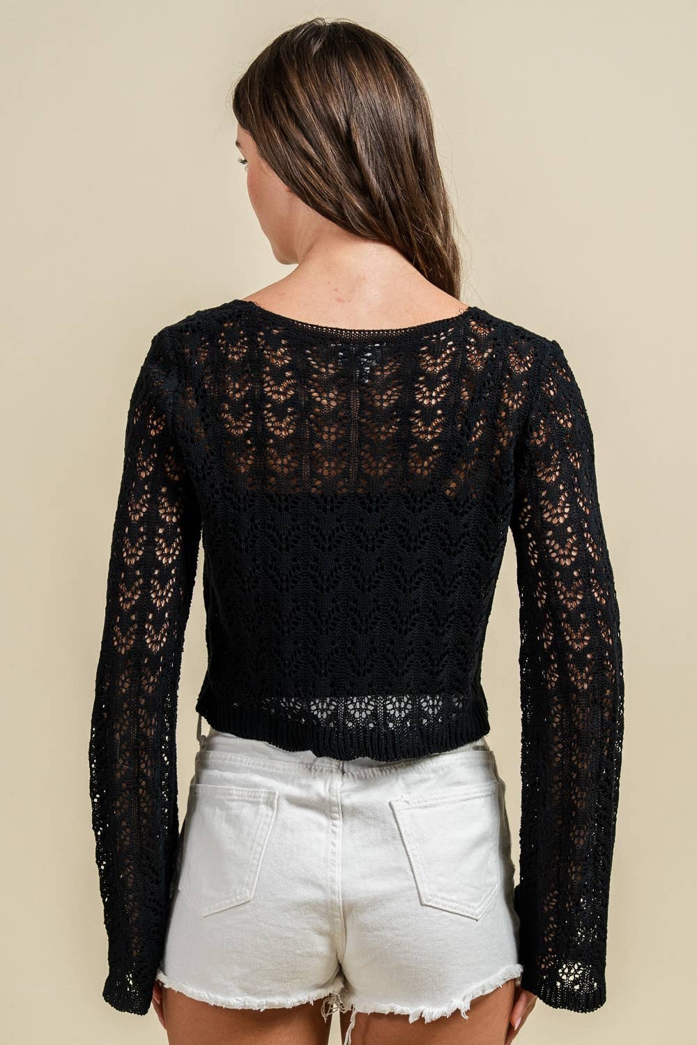 Luna | Crochet Open Knit Crop Cardigan