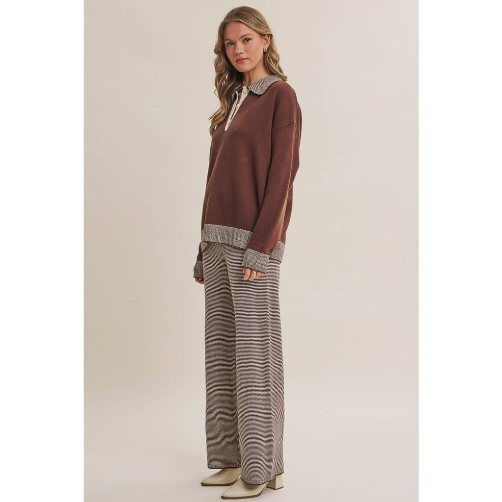 Cinnamon | Cozy Cabin Henley Sweater Set