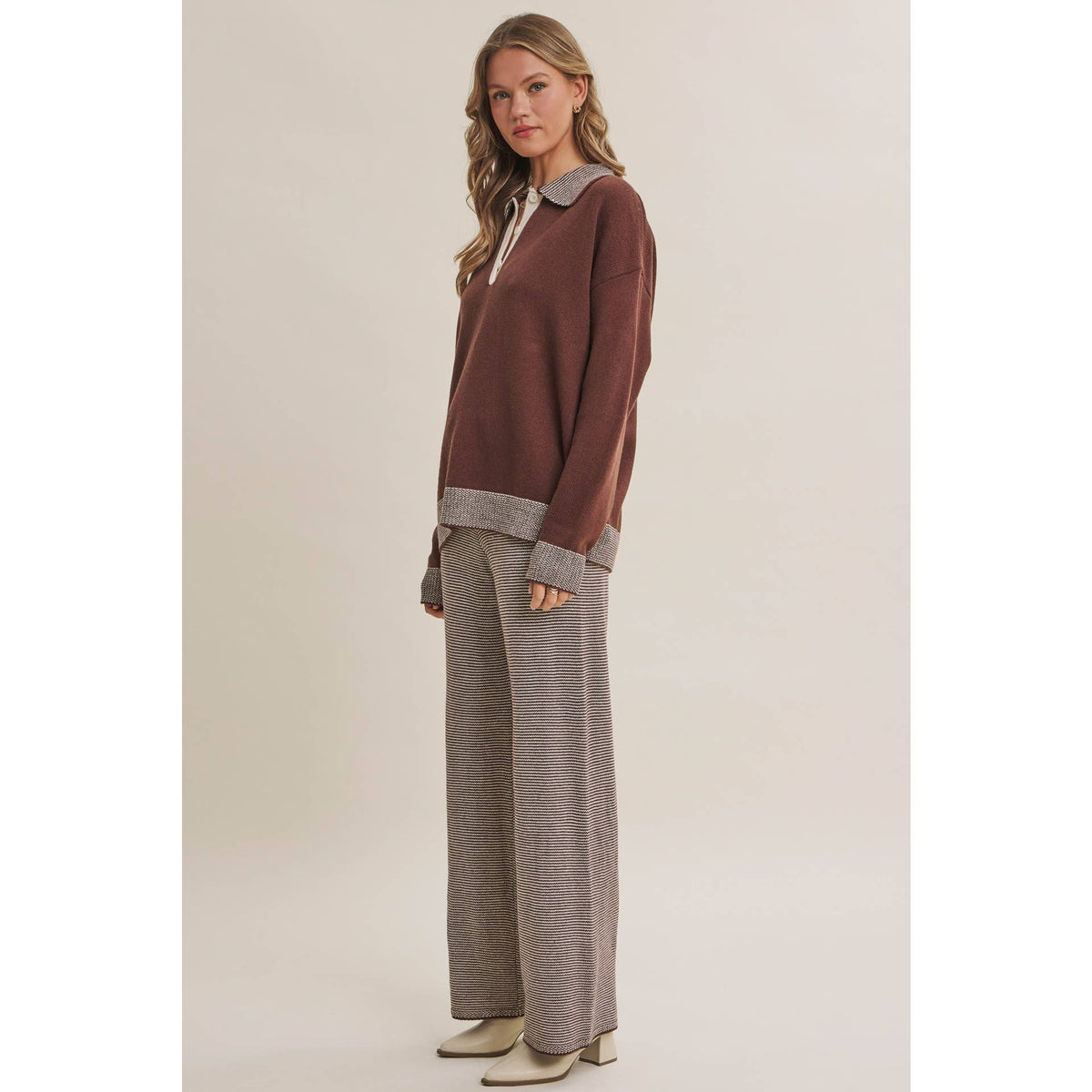 Cinnamon | Cozy Cabin Henley Sweater Set