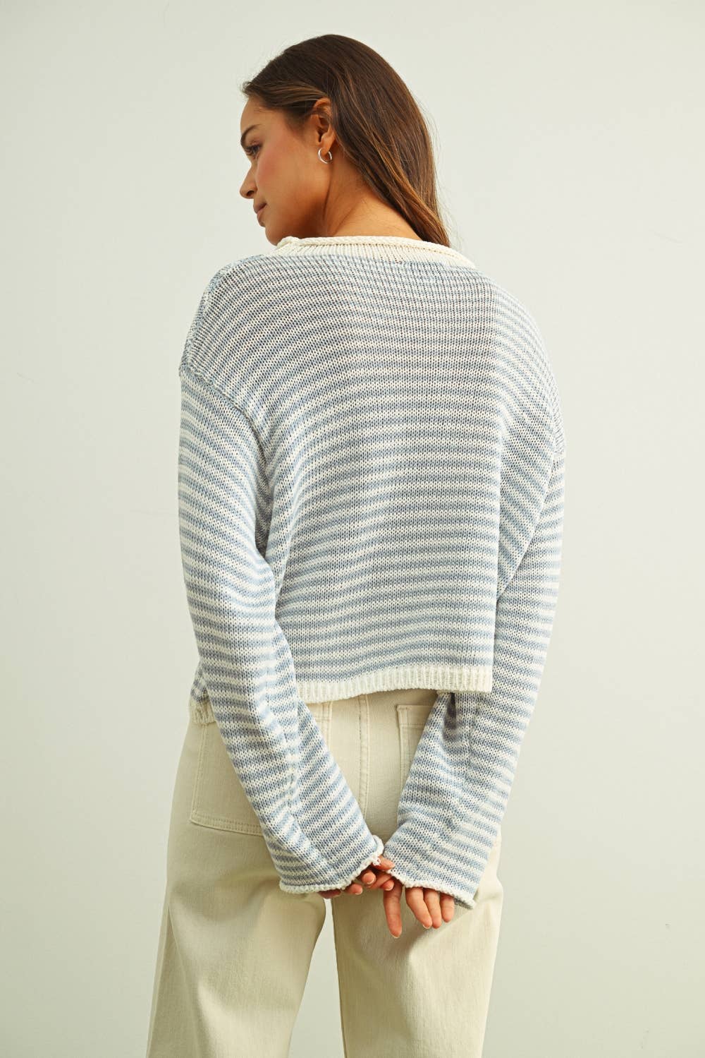 Happy | Stripe Button Front Knoit Cardigan