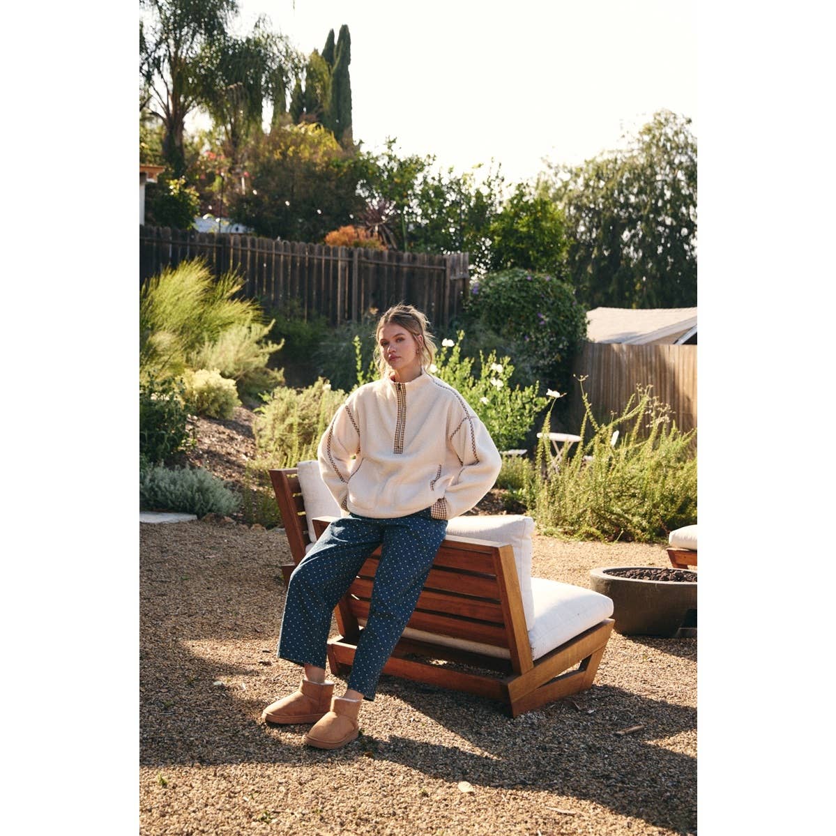 Cabin | Gingham Sherpa Half-Zip
