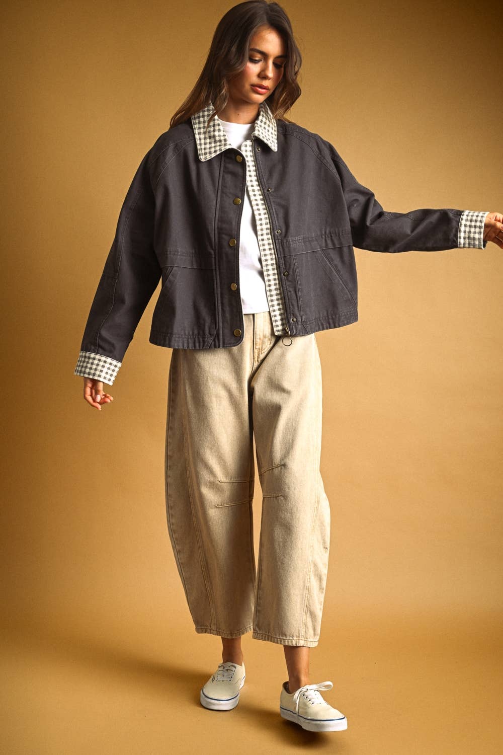 Esmé | 100% Cotton Gingham Collared Twill Jacket