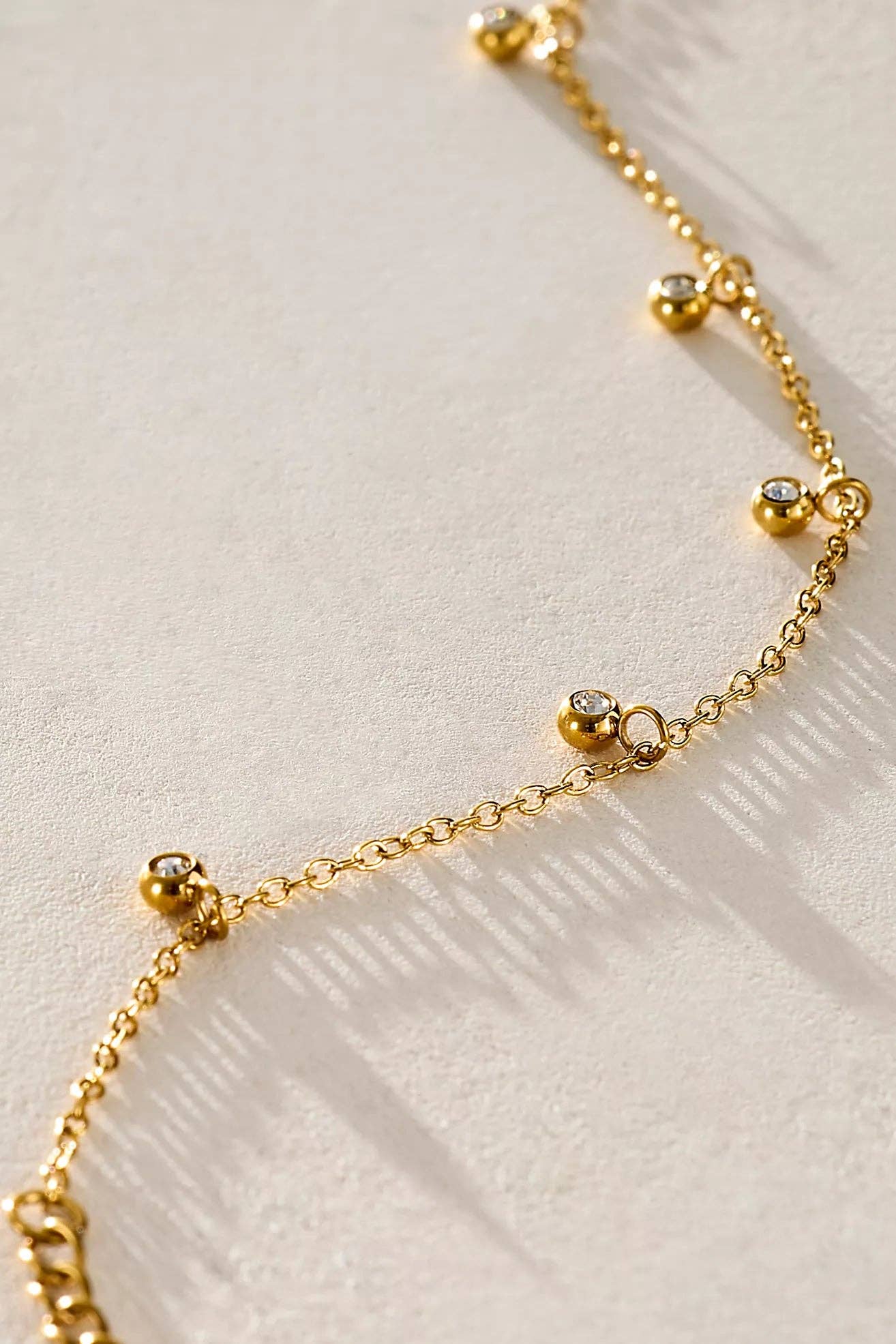 18K Gold Dripping Crystal Anklet