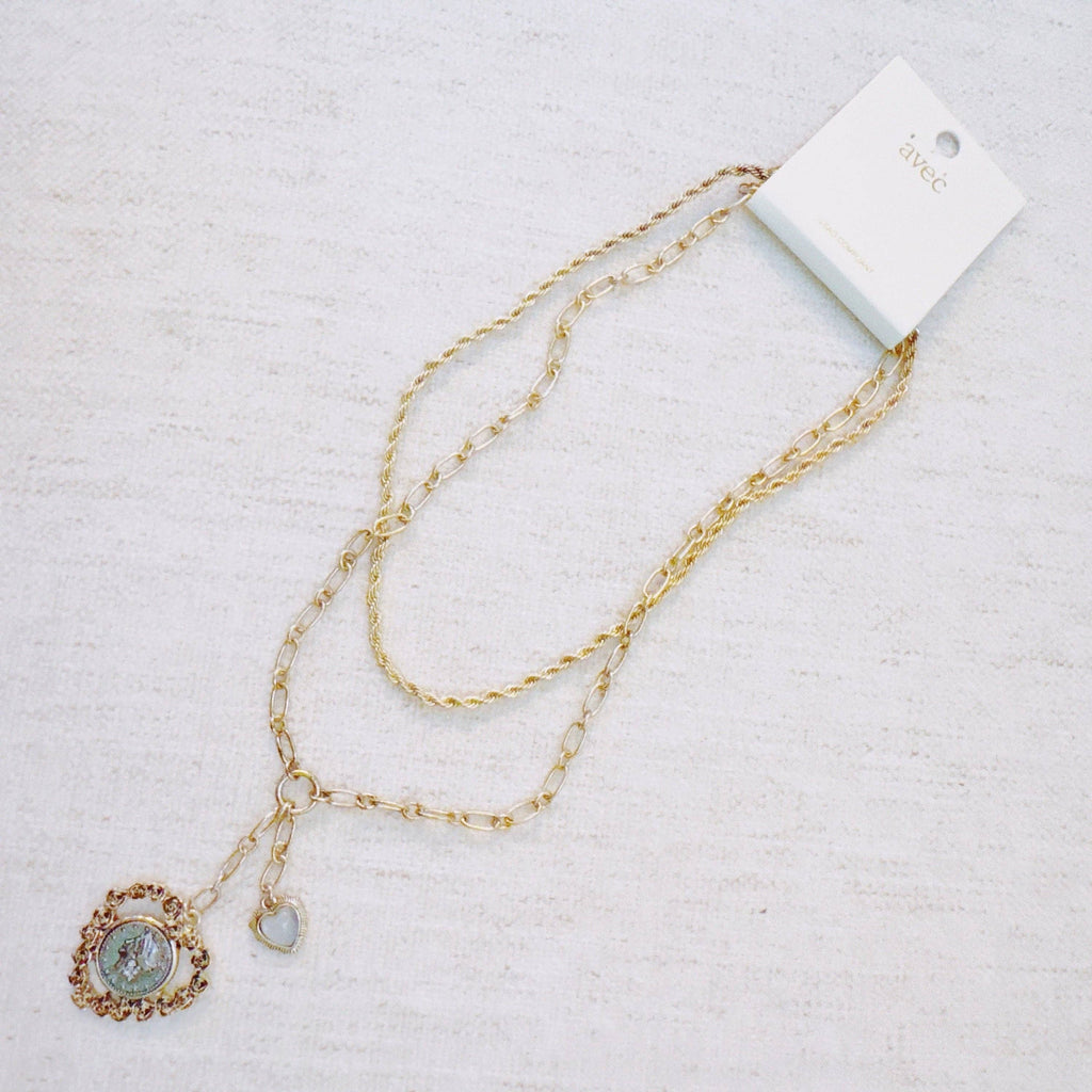 Double Chain Heart Pendant Necklace