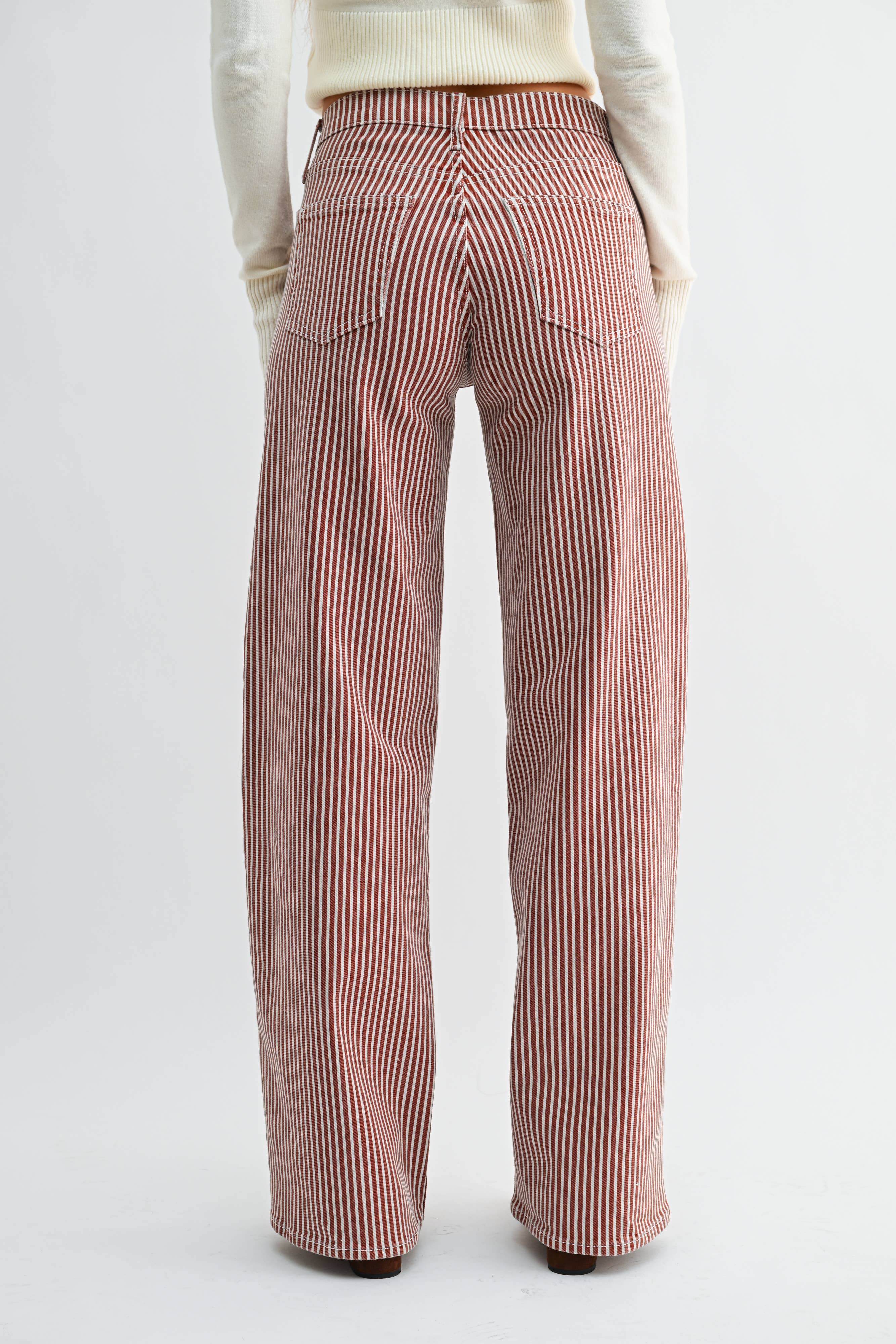 Charlie | Brown Stripe Wide Leg Jeans