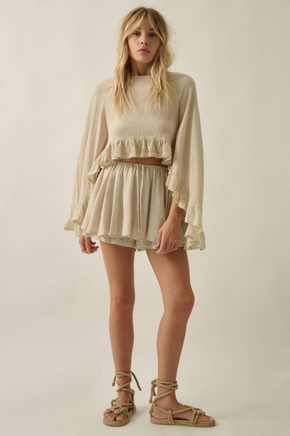 Calliope | 100% Cotton Lace Cropped Top
