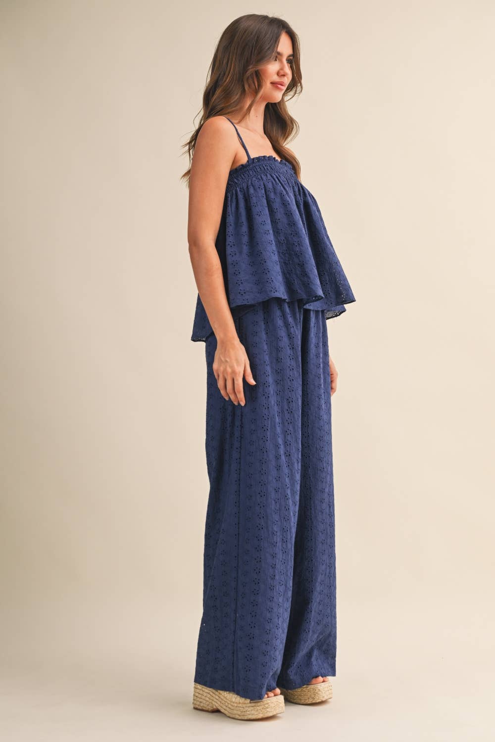 Palmer | Eyelet Top and Wide Pants Set 100% Cotton