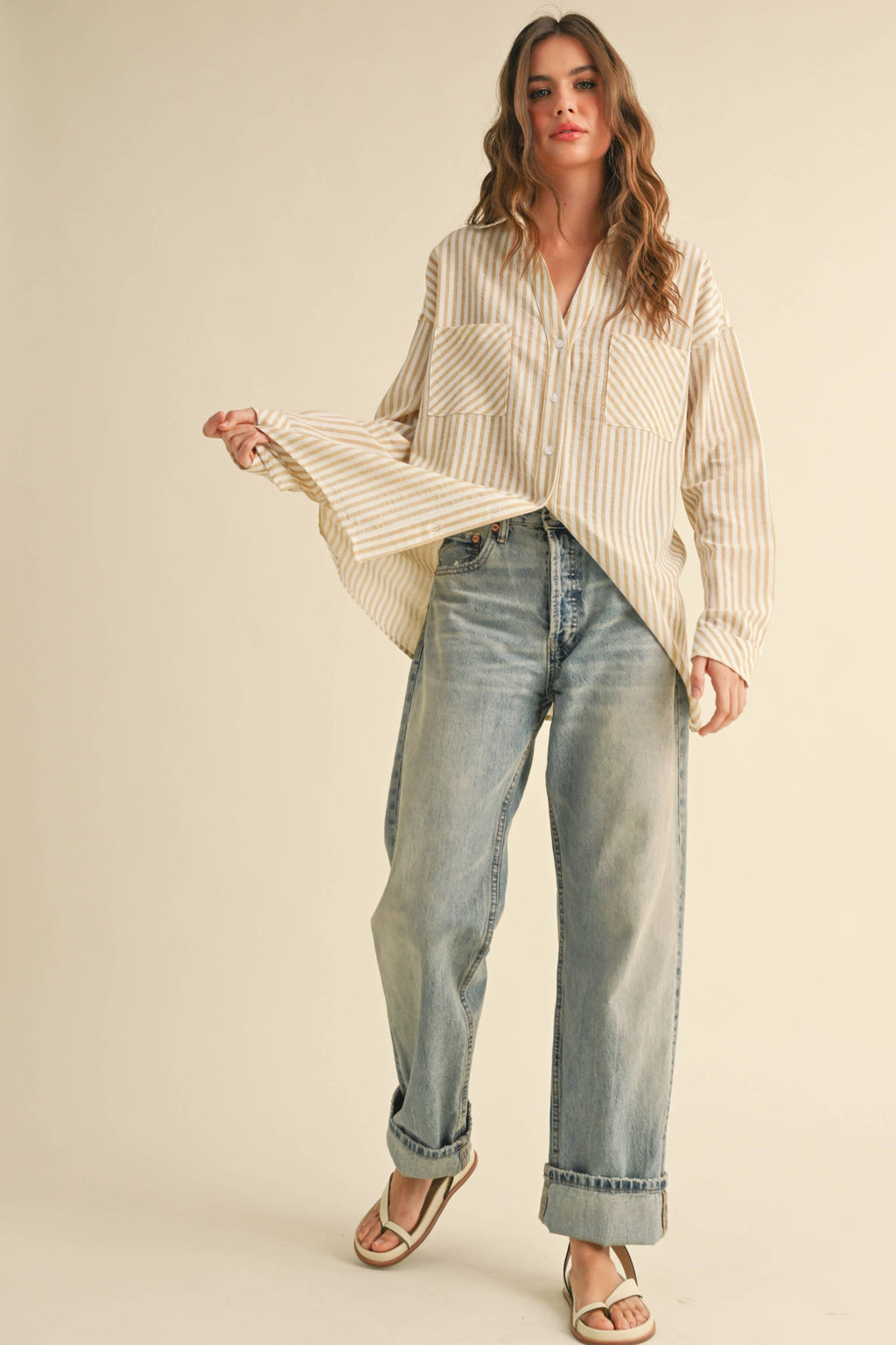 Millionaire Mommy | 100% Cotton Striped Pattern Button Down Shirt