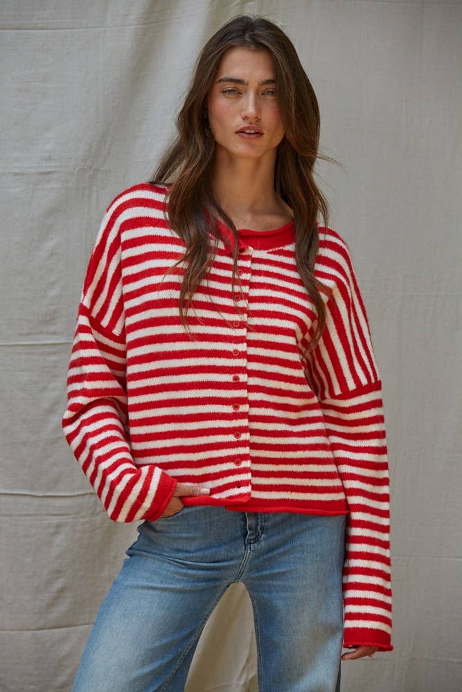 Four | Knit Sweater Striped Cardigan